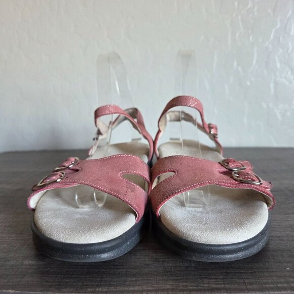 SAS Duo Buckle Glitter Leather Ankle Strap Sandal Pink/Grey Women's 8.5 Comfort - Picture 2 of 12